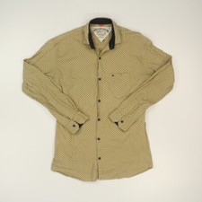 Tommy Hilfiger Men Button-up Shirt Sz XL Beige Blue Polka-Dots Long Sleeve Logo