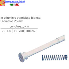 Telaio Doccia Estensibile Bianco Cm 70 - 260 Bastone Asta Per Tenda ø 25 mm