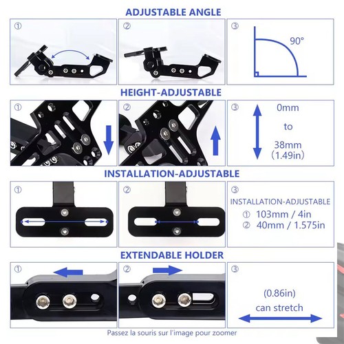 Universal Motorcycle License Number Plate Holder Tail Bracket with LED Light - Picture 7 of 9