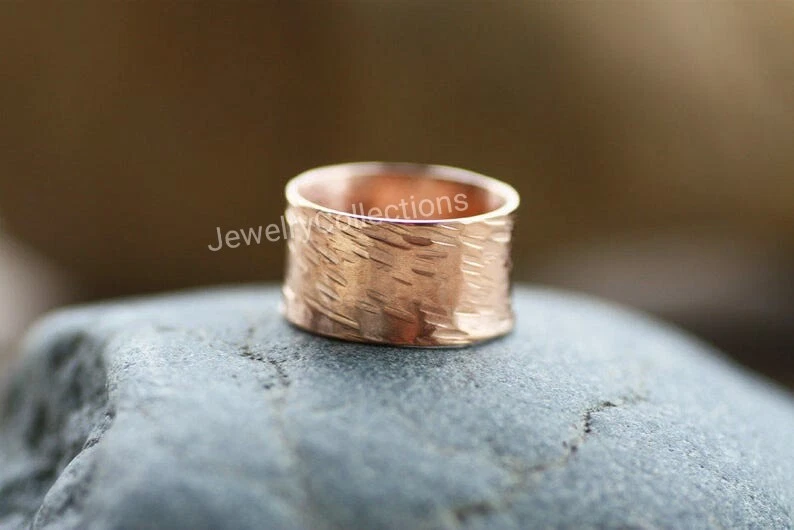 Pure Copper Ring Hammered Copper Band Ring Handmade Solid Copper Men's Ring B97 - Image 4 of 4
