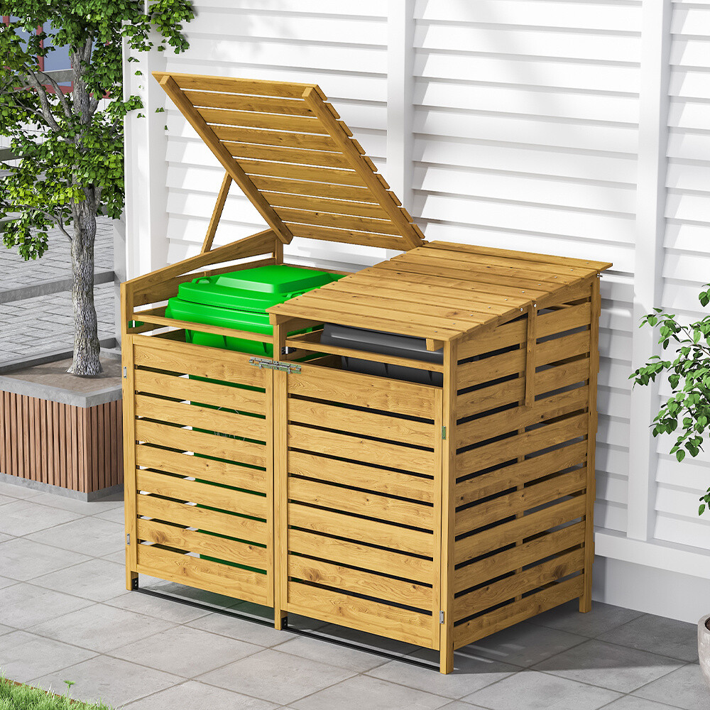 Garden Double Hide Wheelie Bin Store Storage Shed Tidy Outdoor Dustbin Bin Cover eBay