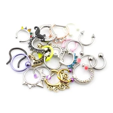 10 Pack 16GA Nose Septum Rings Randomly Picked with Mixed Designs and Materials