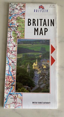 New Vintage 1993 ~ Britain Map ~ Britain Tourist Authority  4'' x 8''