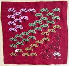 1950s Tammis Keefe handkerchief featuring trees in every season