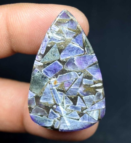 44,45 quilates. Cabujón de pera Charoite púrpura de cobre natural para colgan... - Imagen 3 de 3