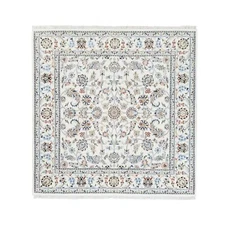 5'9"x5'9" All Over Design Square Wool and Silk 250 KPSI Nain Handmade Rug G62789