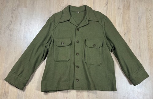 Korean War era US Army Wool Buttondown 2 Pocket Service Shirt Sweater Size Large