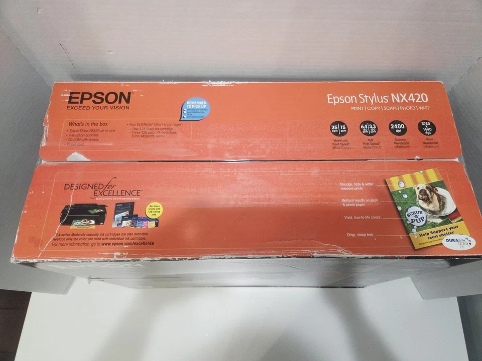 Epson Stylus NX420 All-In-One Color Inkjet Printer Scanner Wirless NEW Open Box - Image 3 of 4