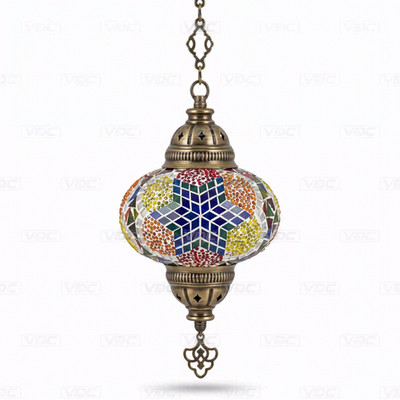 Multicolor türkische Mosaik Pendelleuchte - handgefertigte marokkanische Hängeleuchte