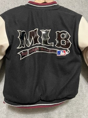 Nike MLB Wool Reversible Baseball Kids Jacket S 8/10 Black White Burgundy READ