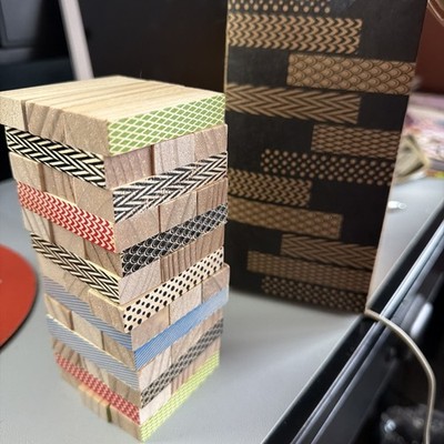 Jenga STYLE Replacement Wooden Blocks Lot of 39, Colorful geometric patterns
