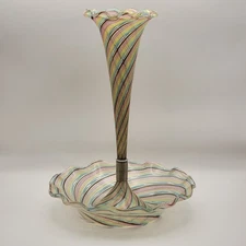 Fratelli Toso Murano Glass Zanfirico Swirl 12" Epergne Vase Bowl