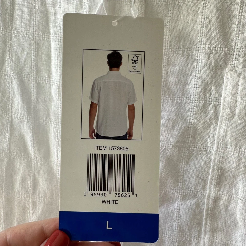 Camisa de vacaciones resistente a la intemperie vintage para hombre blanca mezcla de lino con cuello abotonado Foto 4 de 4