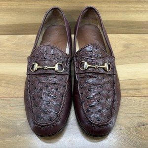 Ostrich Leather Horsebit Loafers Mens 9 9.5 Burgundy Leather Custom Made Handmade Burgundy Ostrich Embossed Leather Loafers: Men main image 2
