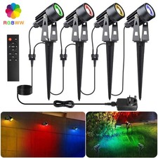 4xSpot Lights Outdoor RGB Spotlights Color Changing Garden Uplighters Waterproof
