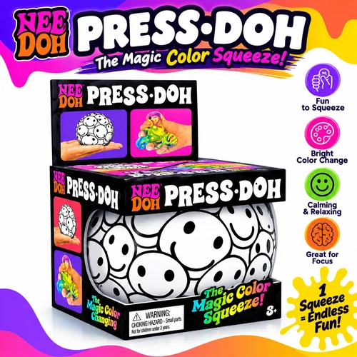 NeeDoh Press Doh Smiley Magic Color Squeeze Squishy Stress Fidget Toy
