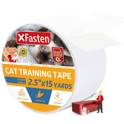 XFasten Anti-Scratch Cat Training Tape, Clear, 2.5-Inches Single Roll, Clear