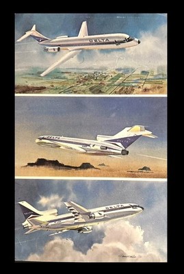 Delta Air Lines 3 Aircraft   Giant Multi View Lockheed Boeing Douglas   Planes
