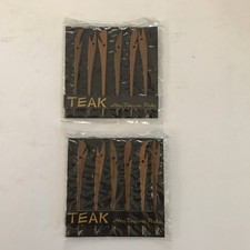 NEW Lot of 2 MCM Mid Century Modern TEAK Hors D'Oeuvre Cocktail Picks Packs of 6