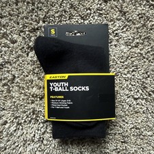 Easton youth Baseball T-Ball Socks Black size S 3Y-5Y Small- 2 Pairs.