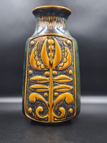 Ceramic Rare 70s Bodo Mans design Relief pottery Vase BAY W-Germany 96 25 H25cm - Picture 4 of 8