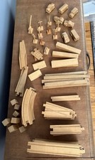 Vintage 80 Piece Wooden Train Track Mix Lot Railway Set Cars And Tracks