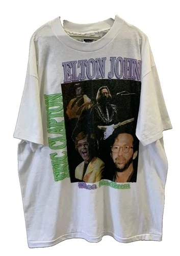 Elton John Eric Clapton Shea Stadium Concert T- 1990s vintage concert t-shirt, vintage, size XL, single stitch, B+ condition