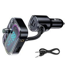 12-24V Car FM Bluetooth 5.0 Transmitter Adapter PD  3USB Charger AUX Hands-Free