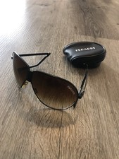 Vintage Ferrari Foldable Aviator Sunglasses Black Tone gray Gradient Lens W/Case