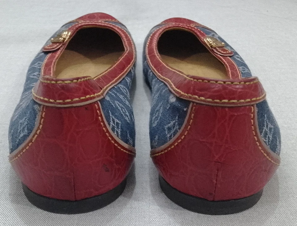 Louis Vuitton Azul Denim y Rojo Ballet Repujado UE Talla 36 Foto 3 de 4