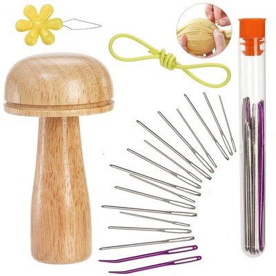 ZOOFOX Darning Mushroom for Socks Sock Darning Kit with Large Eye Sewing Needle