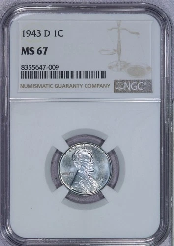 1943-D Lincoln Cent 1c NGC MS67