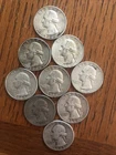 LOT of 9 US Washington Quarters ~ 90% SILVER 1964x6 1958x1 1951x1 1945x1