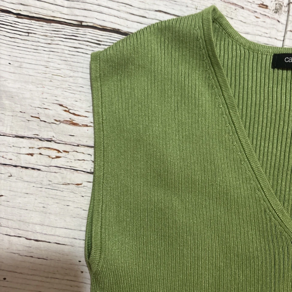 Blusa feminina sem mangas Cable & Gauge tamanho S verde - Imagem 4 de 4