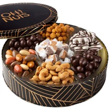 Chocolate Covered Pretzels and Nuts Gift Basket - 7 Section Gourmet Assorted Cho