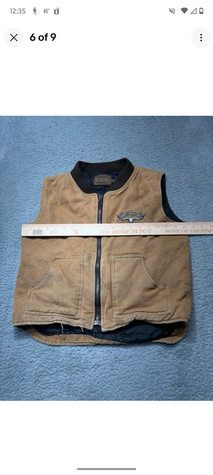 Chaleco Vaquero Hardware Juvenil Extra Grande Marrón Cremallera Completa Lona Construido Resistente Rodeo Foto 2 de 4