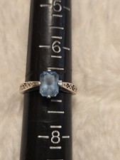 925 Sterling Ring With A Blue Stone Size 7