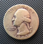 1945 Washington Quarter 25C Silver 0.9 Fine Business Strike Philadelphia KM#164