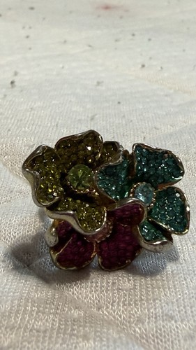 Swarovski Mixed Cuts, Multicolored vibrant Flower Ring Size 60 / 8 3/4 - Picture 9 of 24