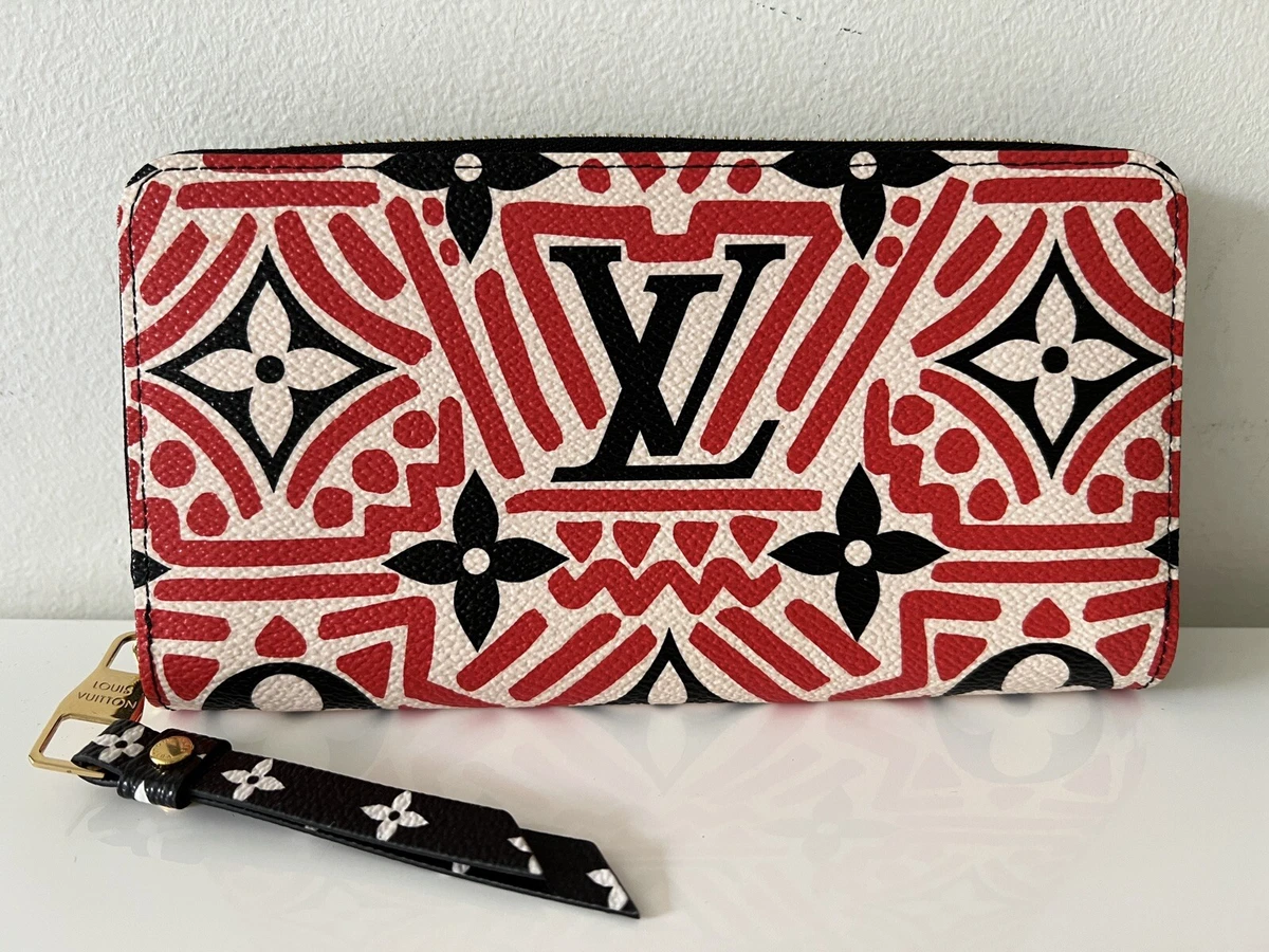 Authentic LOUIS VUITTON Crafty 2020 Coated Canvas Zippy Wallet, Red/Cream