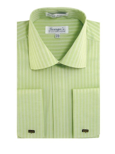 Men's Fashion Elegance Striped Dress Shirt French Cuff Long Sleeve Style SG30 - Picture 2 of 8