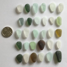 Oryginalne szkło morskie Seaham - kształty "Teardrop" x 30