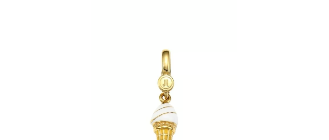 Judith Leiber 14K Gold Plate Sterling Silver ICE CREAM CONE Charm