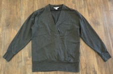 Athleta Purana V Neck Wrap Sweatshirt Modal Black Heather Gray Yoga Comfort Sz M