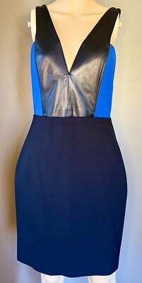 Mason by Michelle Mason Leather Insert Dress Pencil Wrap Bodycon Blue Black Sz 6 | eBay Mason by Michelle Mason Leather Insert Dress Pencil Wrap Bodycon Blue Black Sz 6 | eBay