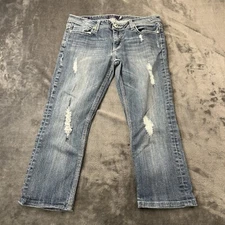 Vigoss Skinny Capri Jeans Womens 7 Blue 30x22" Blue Denim Stretch Distressed