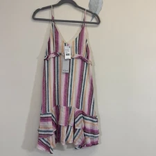 Rails Martina Linen Blend Mini Dress Size XS Avila Stripe Ruffled New