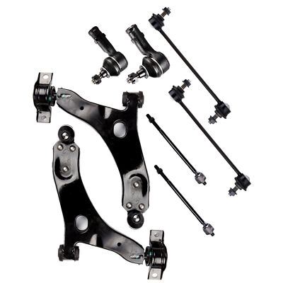 For 2008 Ford Focus 8 Pcs Front Lower Control Arms Sway Bars Tie Rod Links