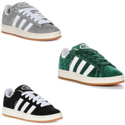 Adidas Lace Up Campus Stripes Suede Mens Trainer In Black White UK 10  UK