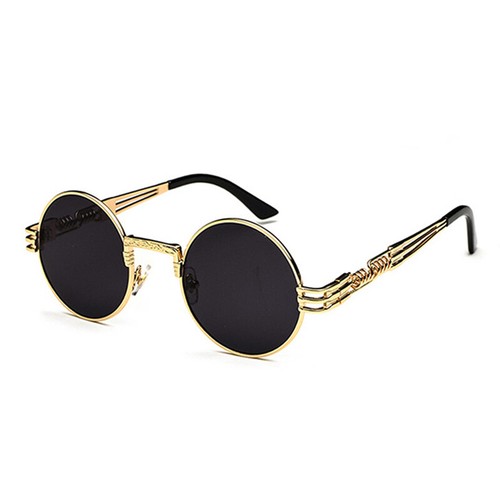 Mode Metall Retro runde Sonnenbrille UV400 Vintage 90er Jahre Gothic Steampunk Brille - Bild 15 von 30